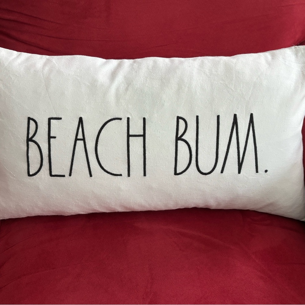 Rae Dunn White Pillow with Red Contrast